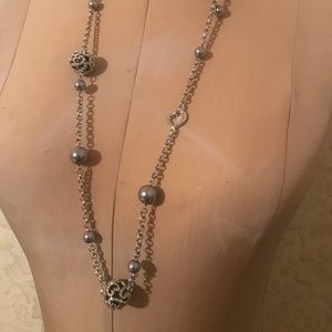 Necklace with silver chain and Crystal balls-